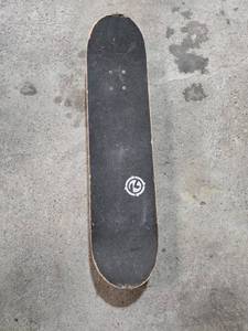 lot 114 image: Used Skateboard with White Wheels and Black Grip Tape
