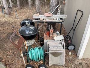 lot 131 image: Large Outdoor Lot Grills, Paver Stones, Garden Tools, and More