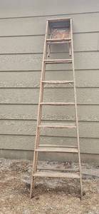 lot 169 image: Wooden A-Frame Step Ladder with Safety Features