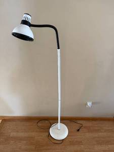 lot 228 image: Vintage Adjustable Floor Lamp with White Metal Shade