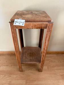 lot 271 image: Vintage Wooden Plant Stand with Parquet Top