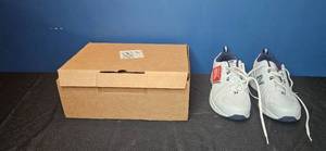 lot 281 image: Pair of New Balance 608v5 Mens Size 10 White Sneakers with Box