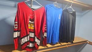 lot 284 image: Collection of 3 Shirts Good Sports Jersey, Kansas QSO T-Shirt, Black Mesh Shirt