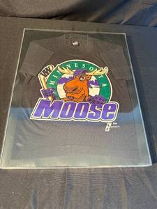 lot 290 image: Minnesota Moose Hockey T-Shirt in Display Frame