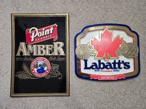lot 297 image: Set of 2 Vintage Beer Signs Point Classic & Labatts