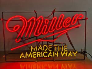 lot 317 image: Vintage Miller Neon Beer Sign - Made The American Way