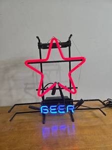 lot 318 image: Vintage Beer Neon Sign with Star Design