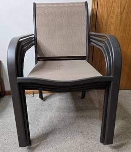 lot 346 image: Set of 4 Patio Chairs with Metal Frame and Fabric Seats