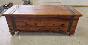 lot 353 image: Large Red Cedar Blanket Chest with Metal Accents
