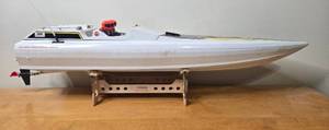 lot 377 image: Vintage Jet Stream 800 RC Boat with Custom Graphics