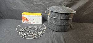 lot 406 image: Graniteware Water Bath Canner with Home Canning Kit