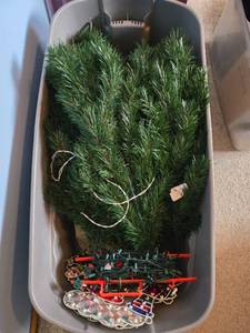 lot 411 image: Collection of Christmas Tree Branches, Lights, and Decor