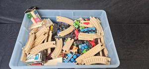 lot 421 image: Large Collection of Wooden Railway Train Set and Accessories