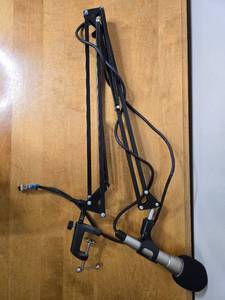 lot 451 image: Used Microphone with Adjustable Boom Arm Stand and Table Clamp