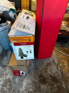 lot 208 image: Lot of 2 Artificial Christmas Trees - 4.5 ft and 6 ft, Pre-Lit