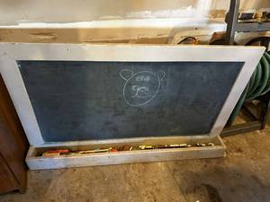 lot 209 image: Vintage Wooden Framed Chalkboard with Chalk Storage