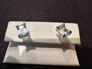 lot 213 image: Pair of 925 Sterling Silver Blue Gemstone Earrings