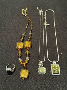 lot 214 image: Jewelry Set with Pendant Necklaces and Cocktail Ring