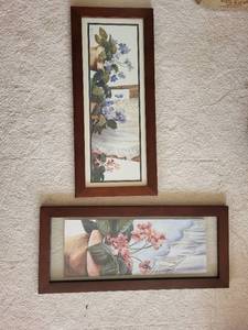 lot 357 image: Pair of Framed Floral Watercolor Prints by Sabrina Cairo