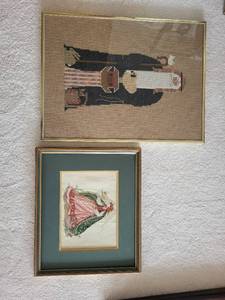 lot 360 image: Framed Needlepoint Artwork Collection Featuring Religious and Medieval Themes
