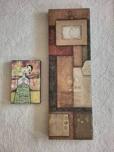 lot 361 image: Set of 2 Abstract Canvas Paintings