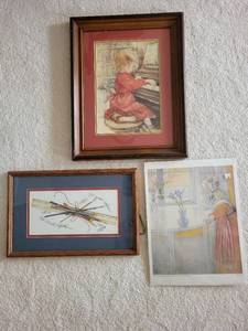 lot 362 image: Set of 3 Framed Art Prints with Wooden Frames