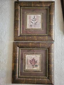 lot 367 image: Pair of Botanical Framed Artworks with Antique-Style Frames