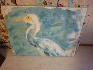 lot 370 image: Original Large Blue Heron Painting on Canvas