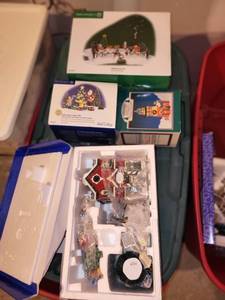 lot 414 image: Set of 9 Department 56 Christmas Village Houses and Accessories