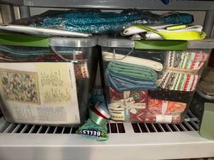 lot 439 image: Comprehensive Quilting and Needlecraft Collection with Kits and Fabrics