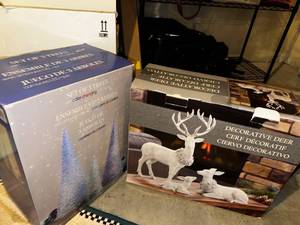 lot 458 image: Set of 3 LED Color Changing Trees & Decorative Deer Set