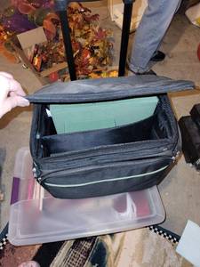 lot 464 image: Rolling Laptop Bag with Assorted Craft Supplies and Fabrics