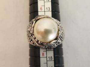 lot 19 image: DJoy Sterling Silver Ring with Pearl Accent, Indonesia Design