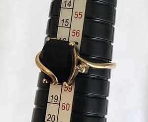 lot 27 image: Gold Ring with Dark Stone