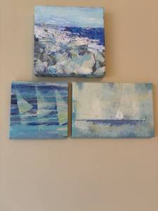 lot 49 image: Set of 4 Coastal Theme Wall Art Paintings