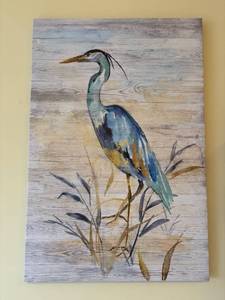 lot 50 image: Collection of 2 Nature-Themed Paintings Featuring Herons