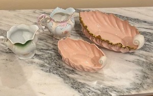 lot 58 image: Vintage Lenox and Porcelain Creamer and Dish Set