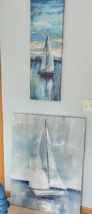 lot 62 image: Set of 2 Nautical Sailboat Paintings
