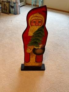 lot 112 image: Hand-Painted Wooden Santa Claus Standee