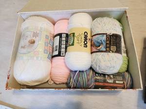 lot 125 image: Decorative Box with Assorted Yarn Collection