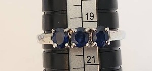 lot 144 image: Silver Ring with Three Blue Stones, Size 8.75