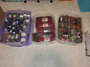 lot 250 image: Large Lot of Assorted Yarn Skeins Including Homespun, Thick & Quick