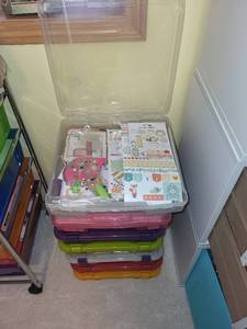 lot 254 image: Collection of Crafting Supplies in Clear Organizers