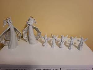lot 273 image: Set of 7 White Ceramic Angel Figurines