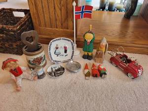lot 301 image: Norwegian Themed Collectibles Set with Dolls, Plates, and Figurines