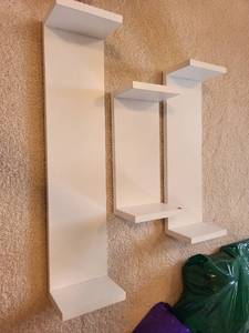 lot 340 image: Mixed Lot of Home Office Supplies and Set of 3 Floating Wall Shelves