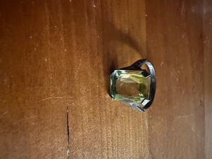 lot 150A image: Vintage Emerald Cut Green Stone Ring Set in Sterling Silver