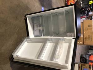 lot 34 image: Vissani 3.2 cu. ft. Mini Refrigerator in Stainless Steel  Dented  Customer Returns See Pictures