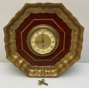 lot 105 image: Antique 14 12 8 Day Wall Clock With Key
