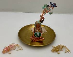 lot 6 image: Zen Bless Crystals Tree, 7 Chakra healing Crystals Tree Gaia Te Fiti Storage Tray With Koi Fish, Yoga Meditation Zen Home Dcor Set